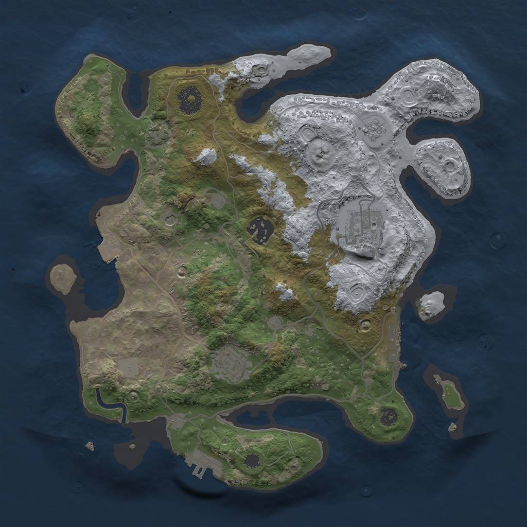 Rust Map: Procedural Map, Size: 3000, Seed: 20735, 11 Monuments
