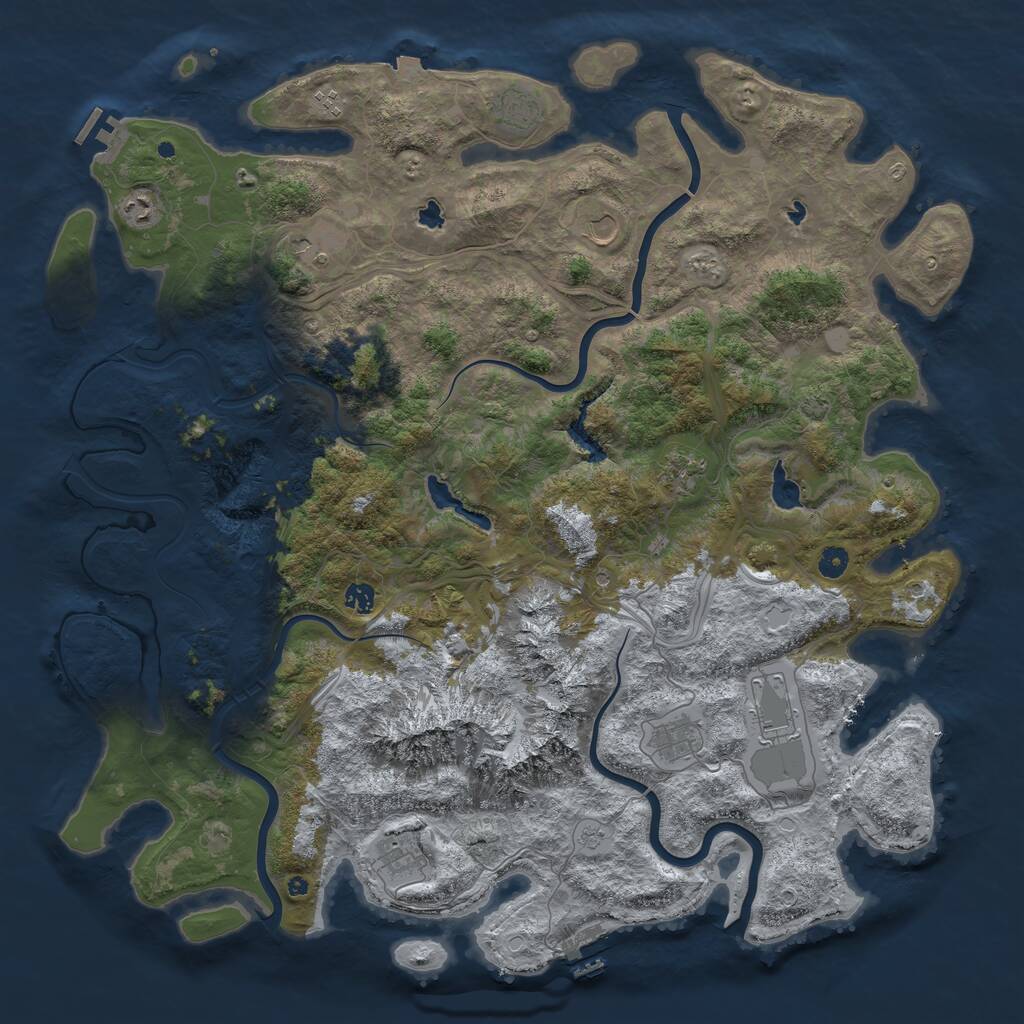 Rust Map: Procedural Map, Size: 5000, Seed: 1308, 16 Monuments