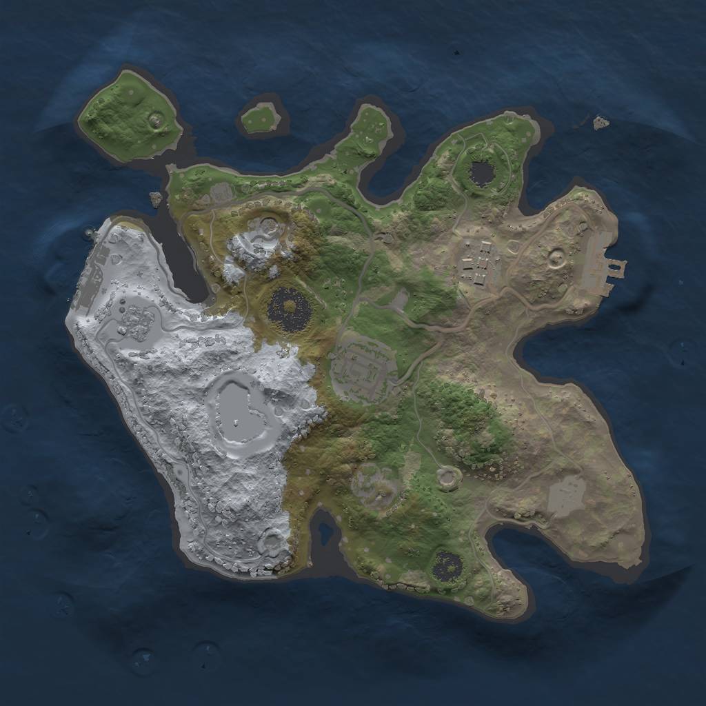 Rust Map: Procedural Map, Size: 2400, Seed: 851448377, 9 Monuments
