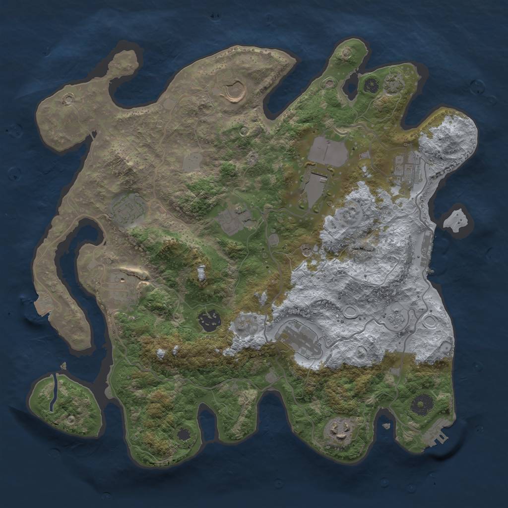 Rust Map: Procedural Map, Size: 3500, Seed: 786720027, 17 Monuments