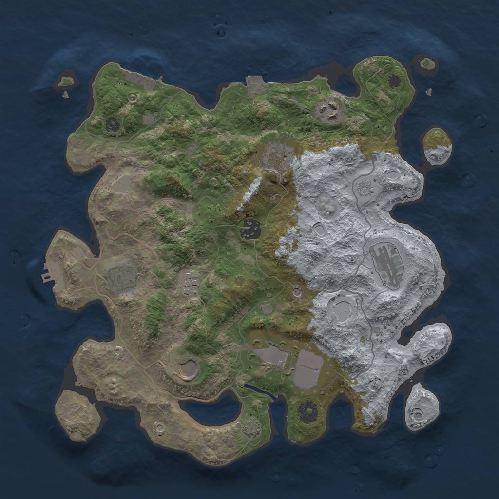 Rust Map: Procedural Map, Size: 3500, Seed: 74387, 16 Monuments