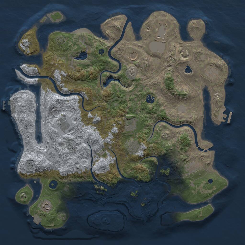 Rust Map: Procedural Map, Size: 4250, Seed: 2068709417, 16 Monuments