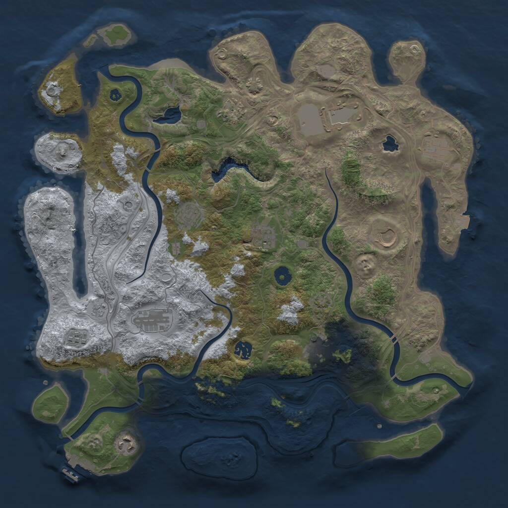 Rust Map: Procedural Map, Size: 4250, Seed: 2068709417, 16 Monuments