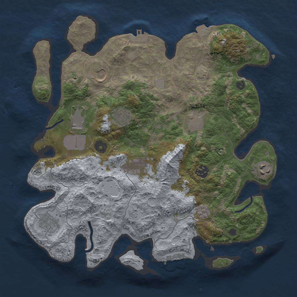 Rust Map: Procedural Map, Size: 3500, Seed: 49791159, 16 Monuments