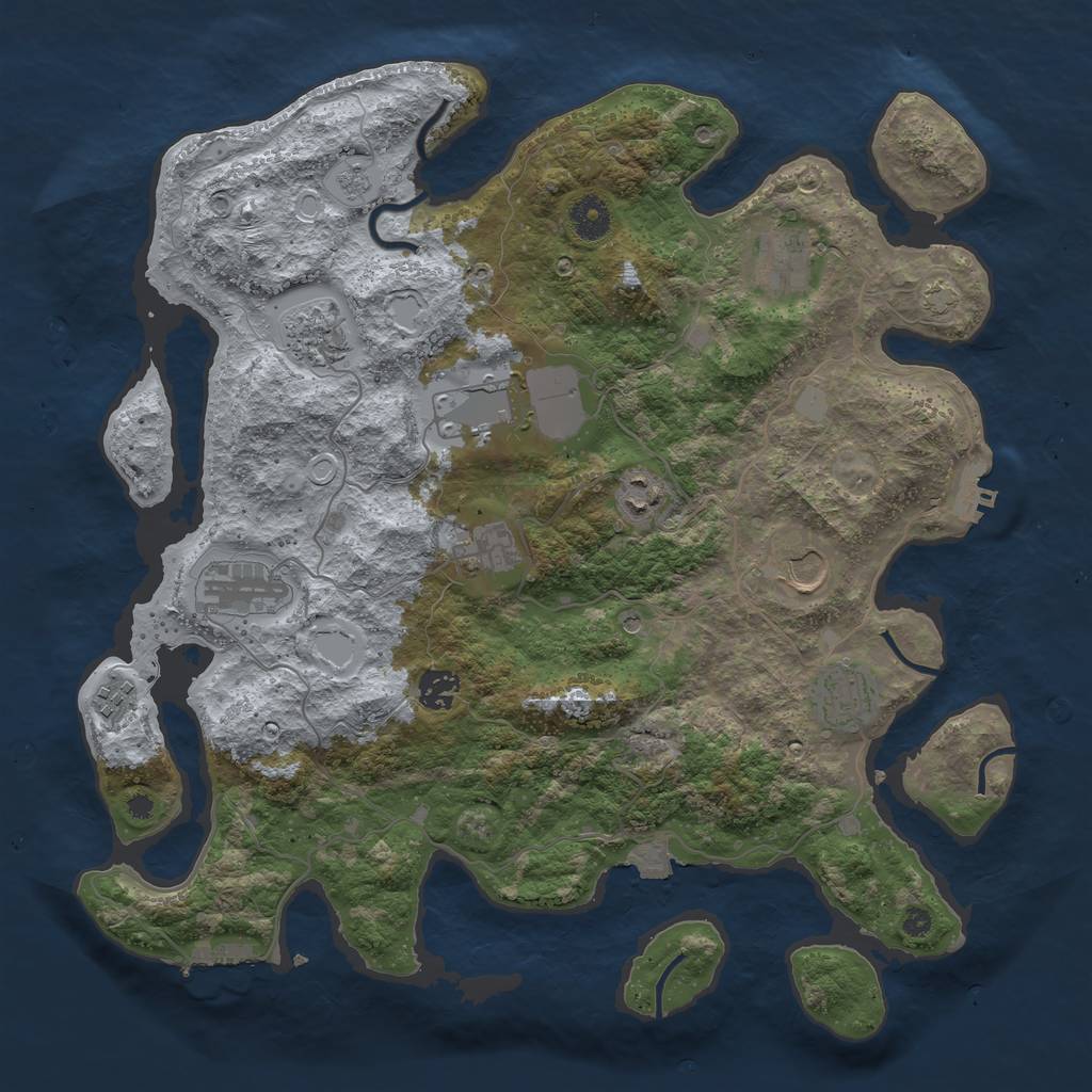 Rust Map: Procedural Map, Size: 3900, Seed: 38470179, 18 Monuments
