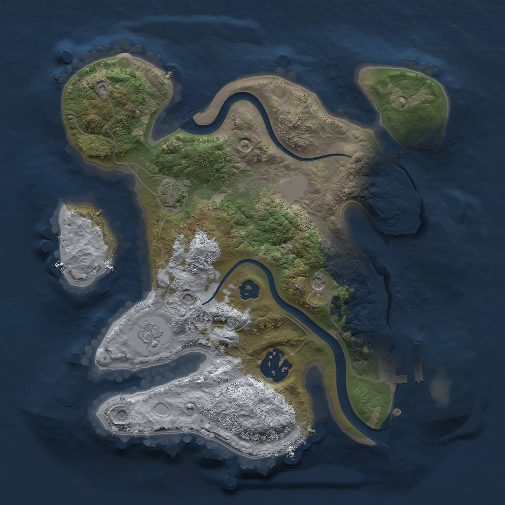 Rust Map: Procedural Map, Size: 2500, Seed: 390152165, 6 Monuments