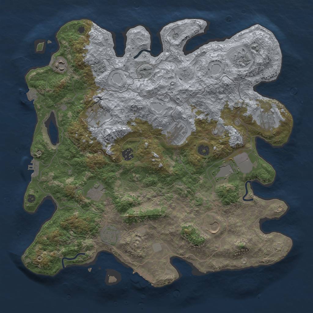 Rust Map: Procedural Map, Size: 4000, Seed: 381385523, 19 Monuments
