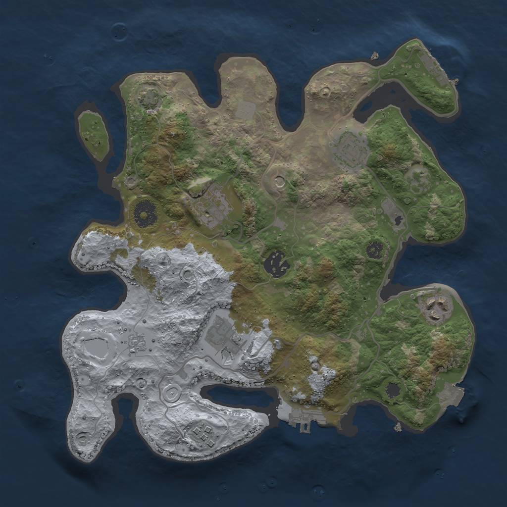Rust Map: Procedural Map, Size: 3000, Seed: 1665180284, 14 Monuments