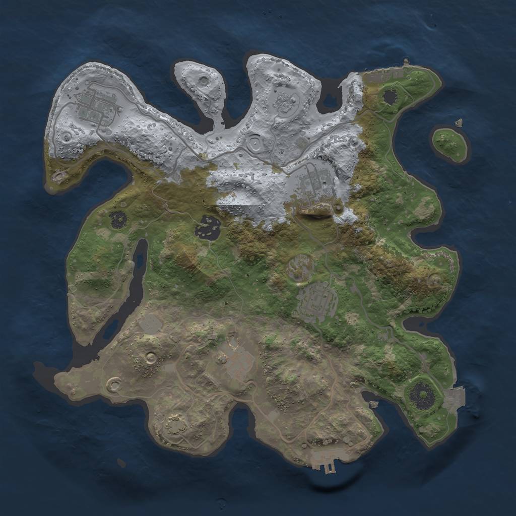 Rust Map: Procedural Map, Size: 3000, Seed: 734058228, 12 Monuments