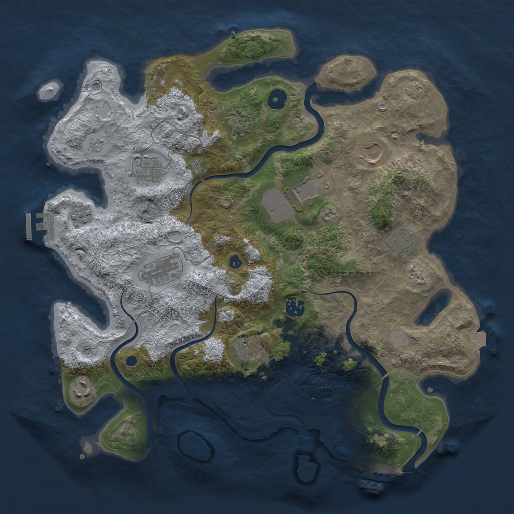 Rust Map: Procedural Map, Size: 3900, Seed: 52787, 16 Monuments