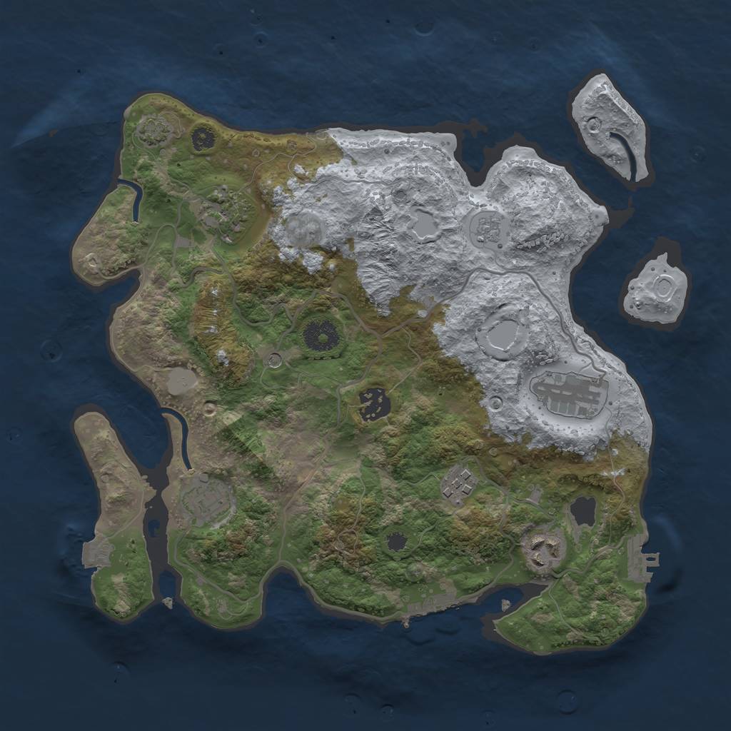Rust Map: Procedural Map, Size: 3250, Seed: 343287920, 14 Monuments