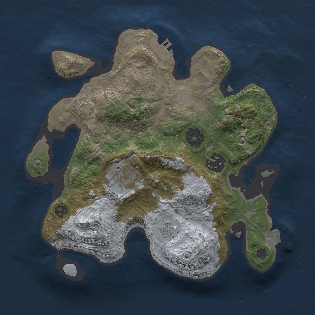 Rust Map: Procedural Map, Size: 2500, Seed: 632032065, 8 Monuments