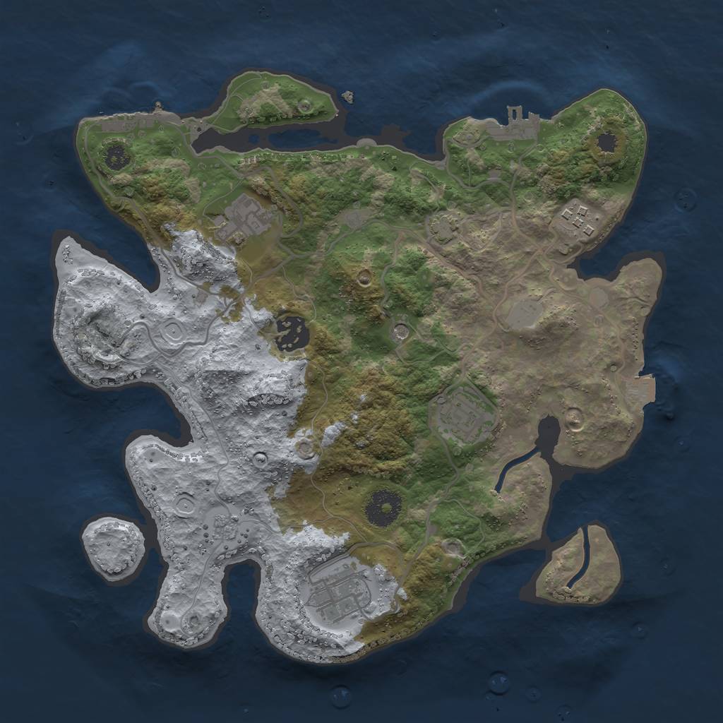 Rust Map: Procedural Map, Size: 3000, Seed: 2147483642, 13 Monuments