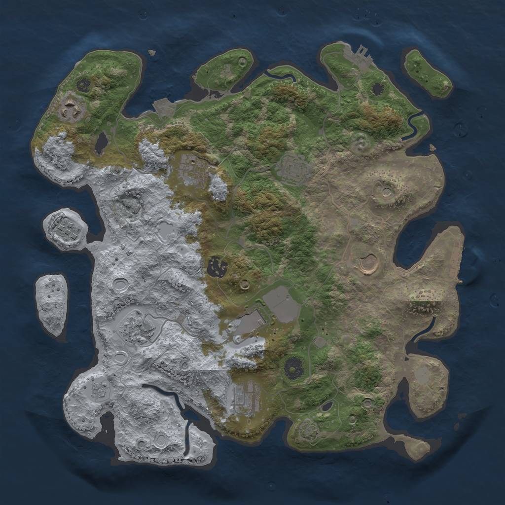 Rust Map: Procedural Map, Size: 3600, Seed: 779875719, 17 Monuments