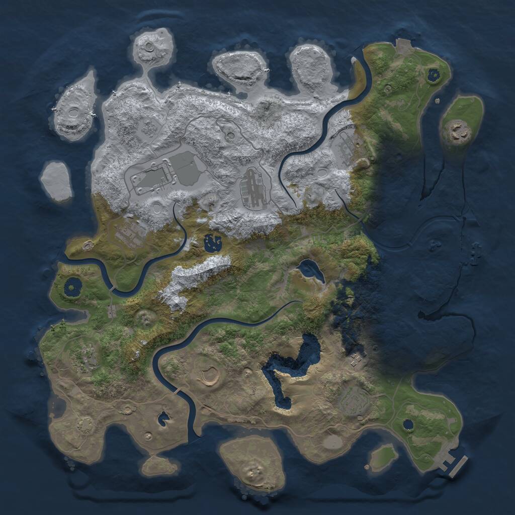 Rust Map: Procedural Map, Size: 4050, Seed: 1322327894, 16 Monuments