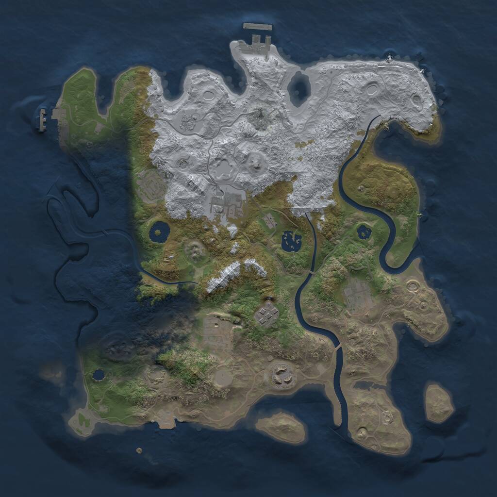 Rust Map: Procedural Map, Size: 3500, Seed: 647222, 13 Monuments