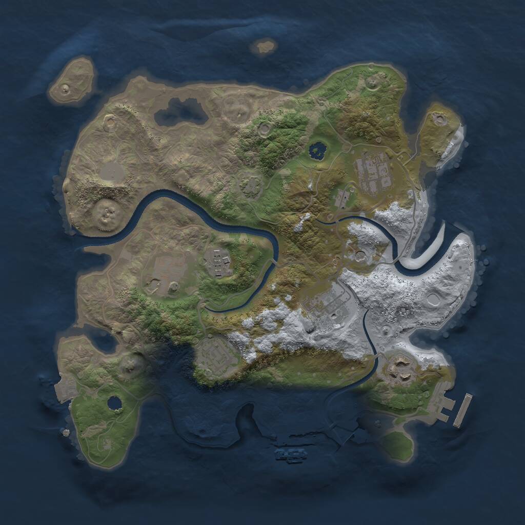 Rust Map: Procedural Map, Size: 3000, Seed: 413516179, 11 Monuments