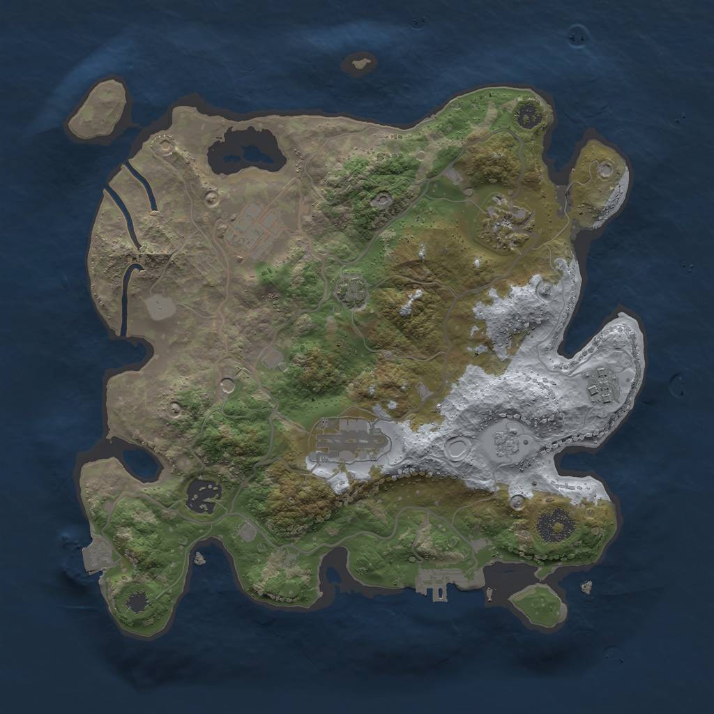 Rust Map: Procedural Map, Size: 3000, Seed: 413516179, 12 Monuments