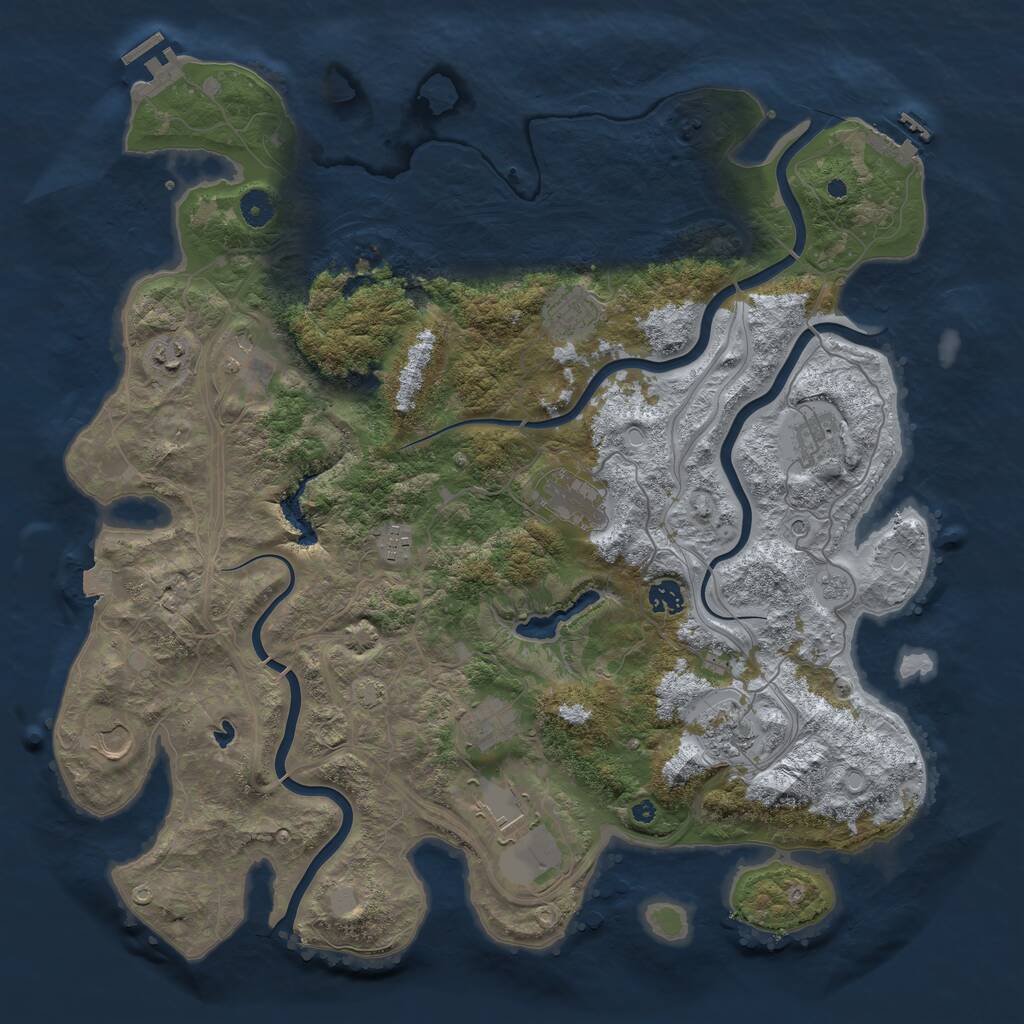 Rust Map: Procedural Map, Size: 4400, Seed: 213791256, 17 Monuments