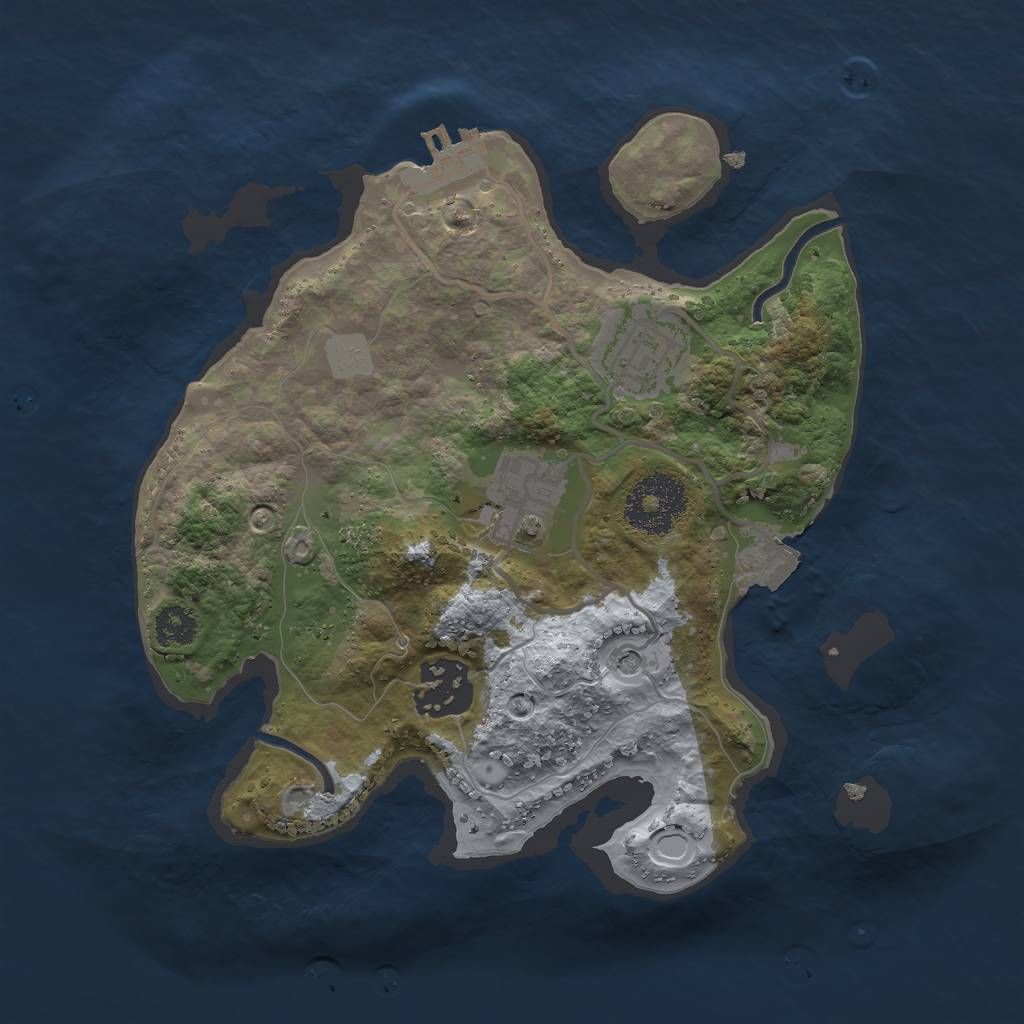 Rust Map: Procedural Map, Size: 2500, Seed: 1916308690, 8 Monuments