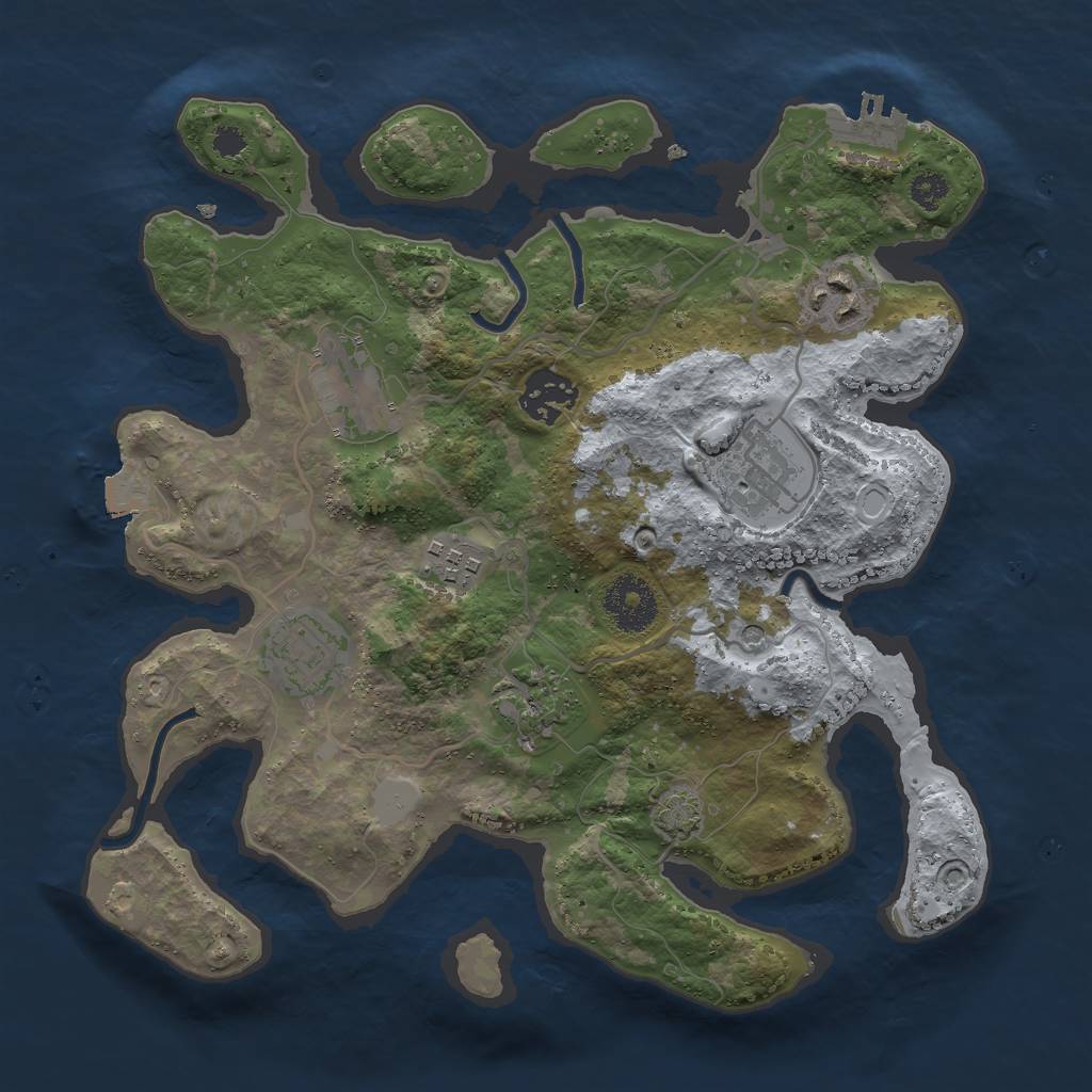 Rust Map: Procedural Map, Size: 3000, Seed: 72923, 13 Monuments