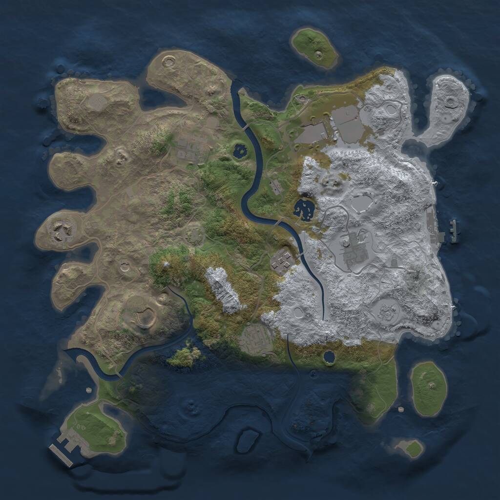 Rust Map: Procedural Map, Size: 3500, Seed: 1248035548, 14 Monuments