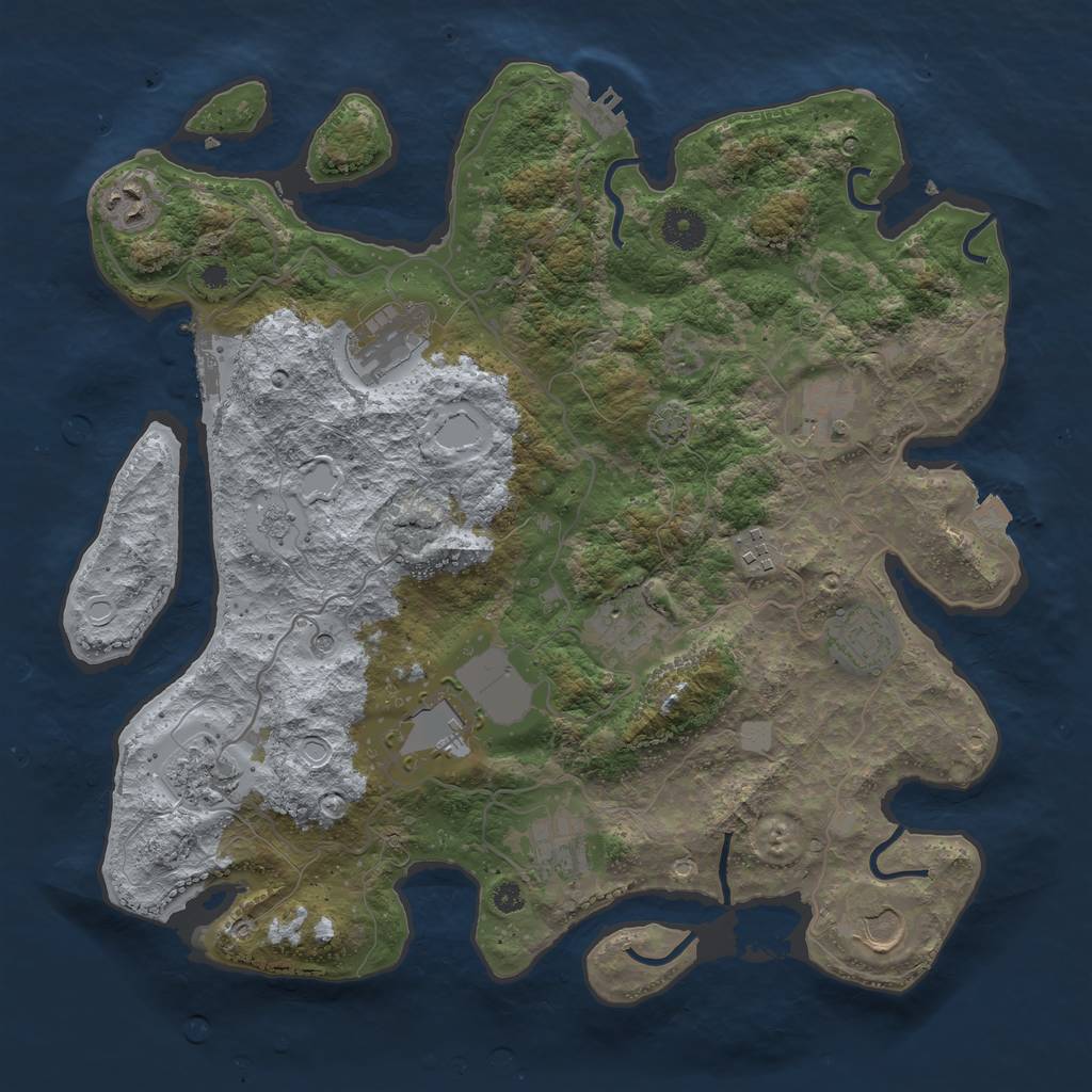 Rust Map: Procedural Map, Size: 3750, Seed: 9043406, 18 Monuments