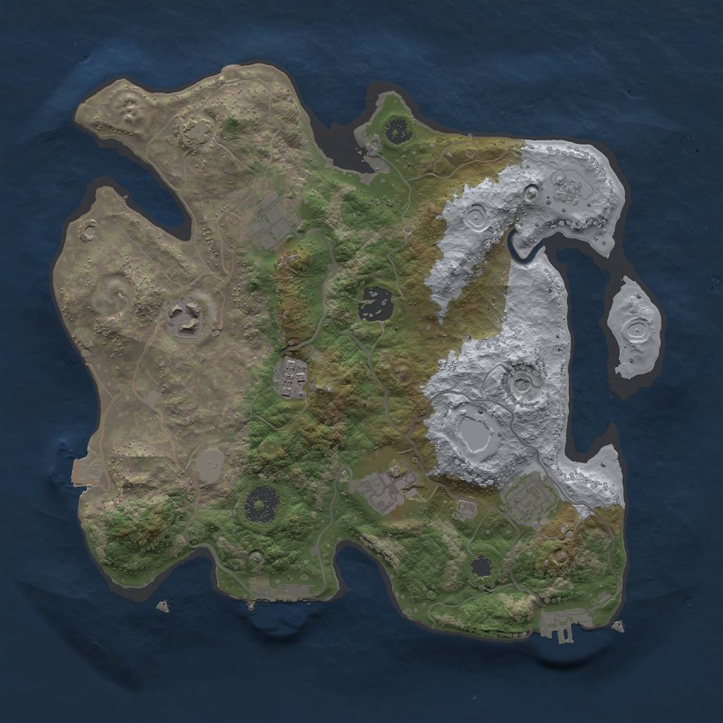 Rust Map: Procedural Map, Size: 3000, Seed: 1858930199, 14 Monuments