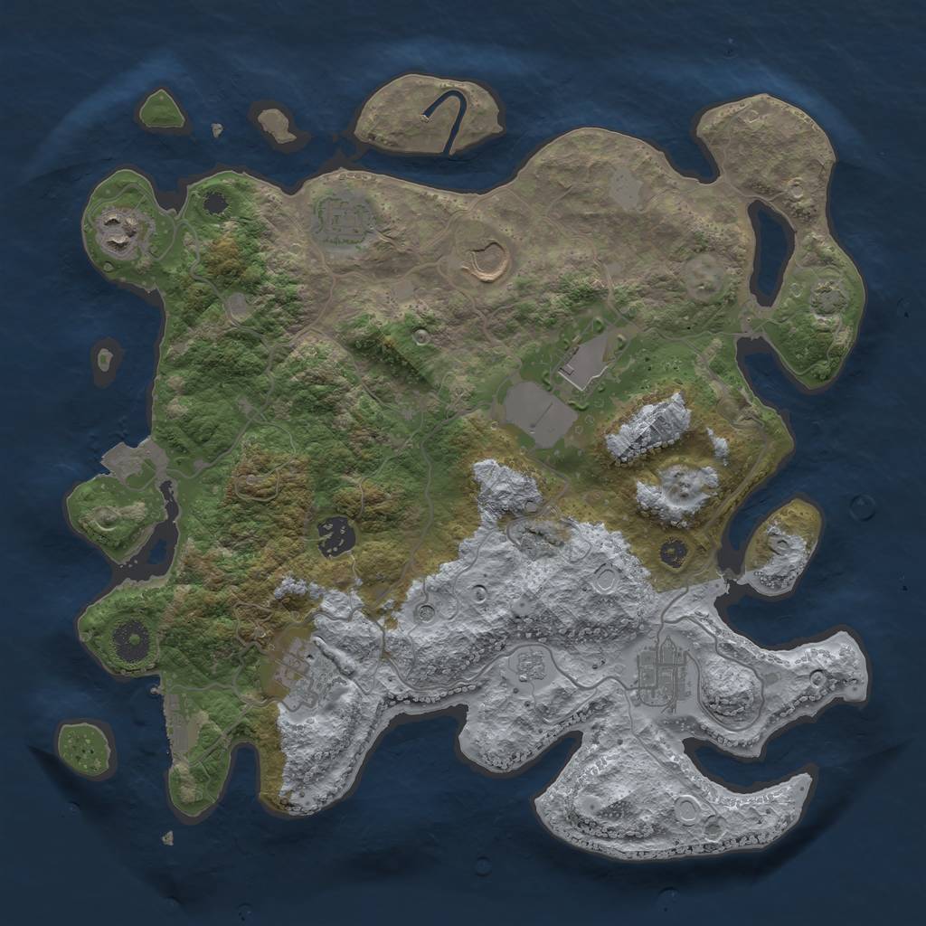 Rust Map: Procedural Map, Size: 3500, Seed: 62145, 14 Monuments