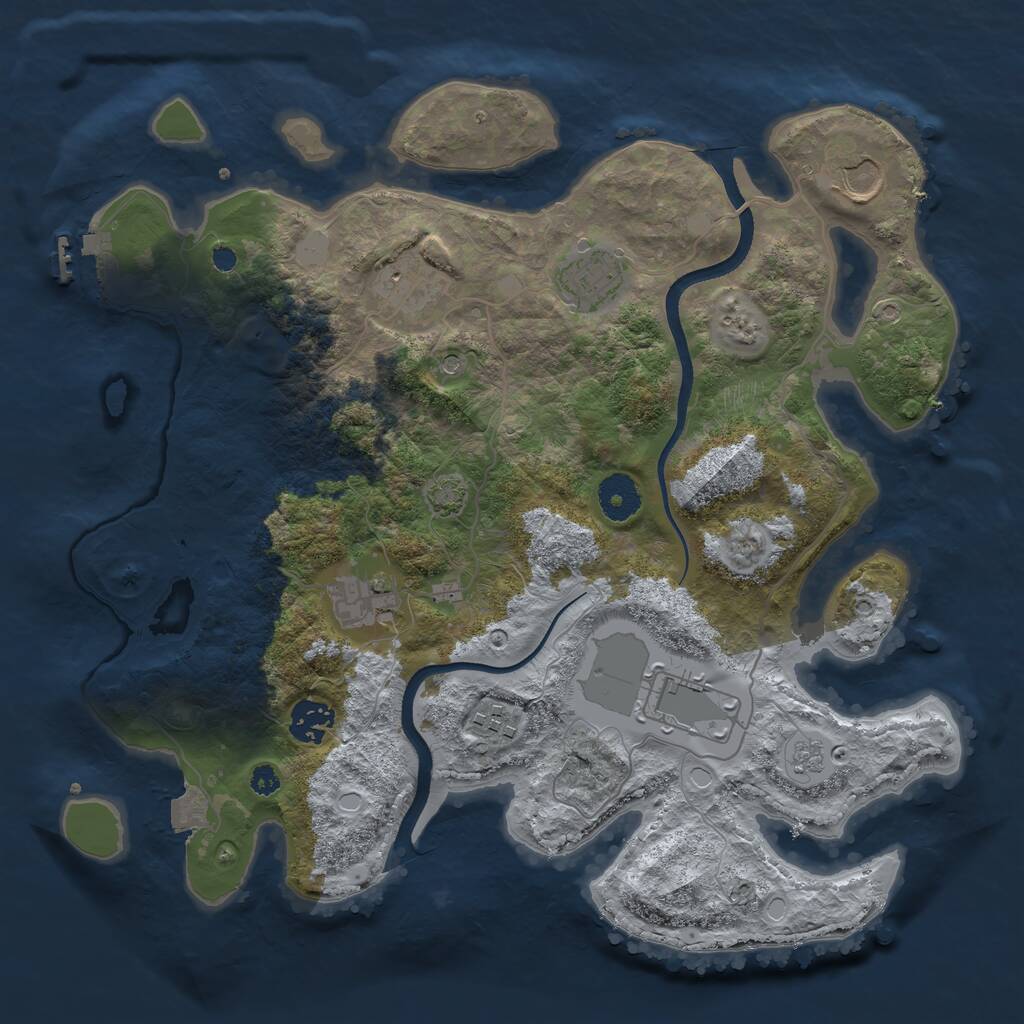 Rust Map: Procedural Map, Size: 3500, Seed: 62145, 12 Monuments