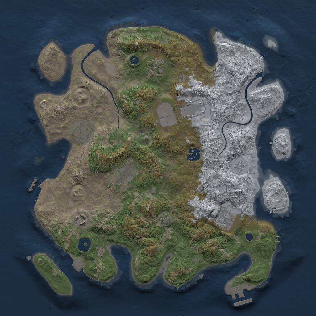 Rust Map: Procedural Map, Size: 3500, Seed: 464614822, 12 Monuments