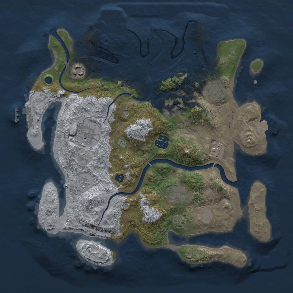 Rust Map: Procedural Map, Size: 3250, Seed: 1317073704, 13 Monuments