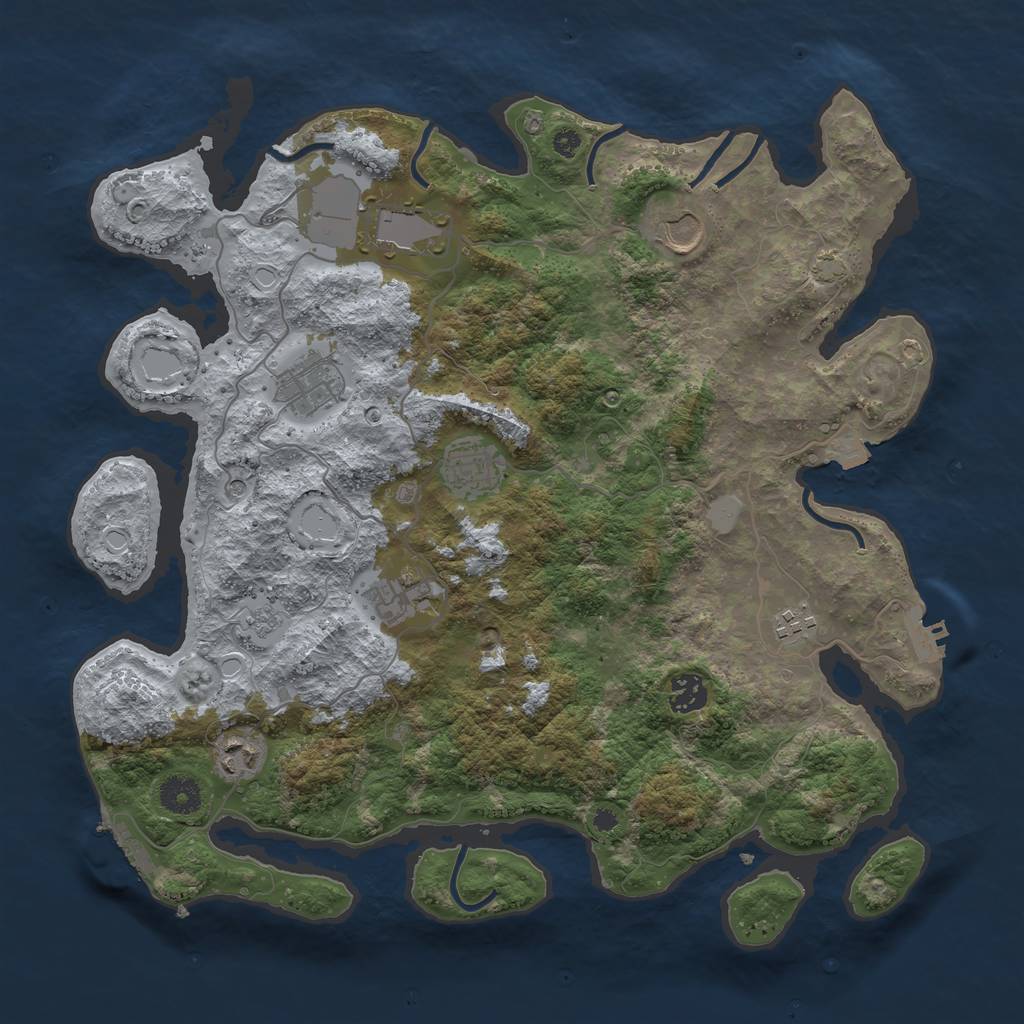 Rust Map: Procedural Map, Size: 3800, Seed: 429013121, 16 Monuments