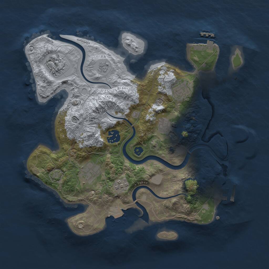 Rust Map: Procedural Map, Size: 3000, Seed: 1918016057, 12 Monuments