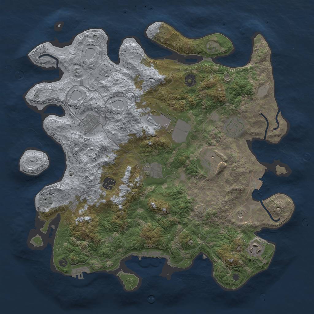 Rust Map: Procedural Map, Size: 3750, Seed: 999509784, 16 Monuments