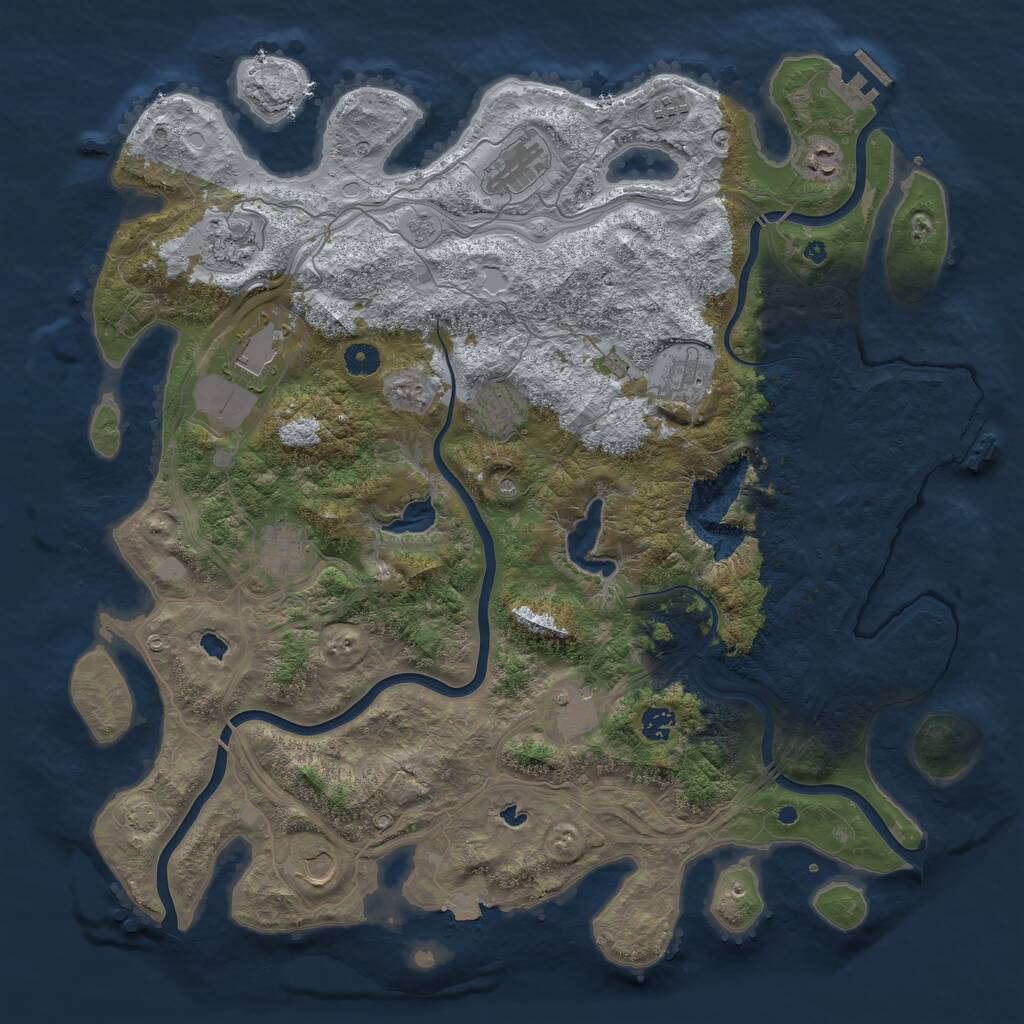 Rust Map: Procedural Map, Size: 4500, Seed: 1612202345, 17 Monuments