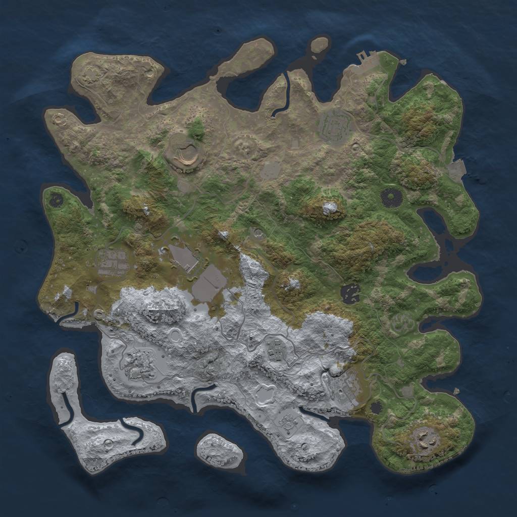 Rust Map: Procedural Map, Size: 3700, Seed: 52623, 16 Monuments