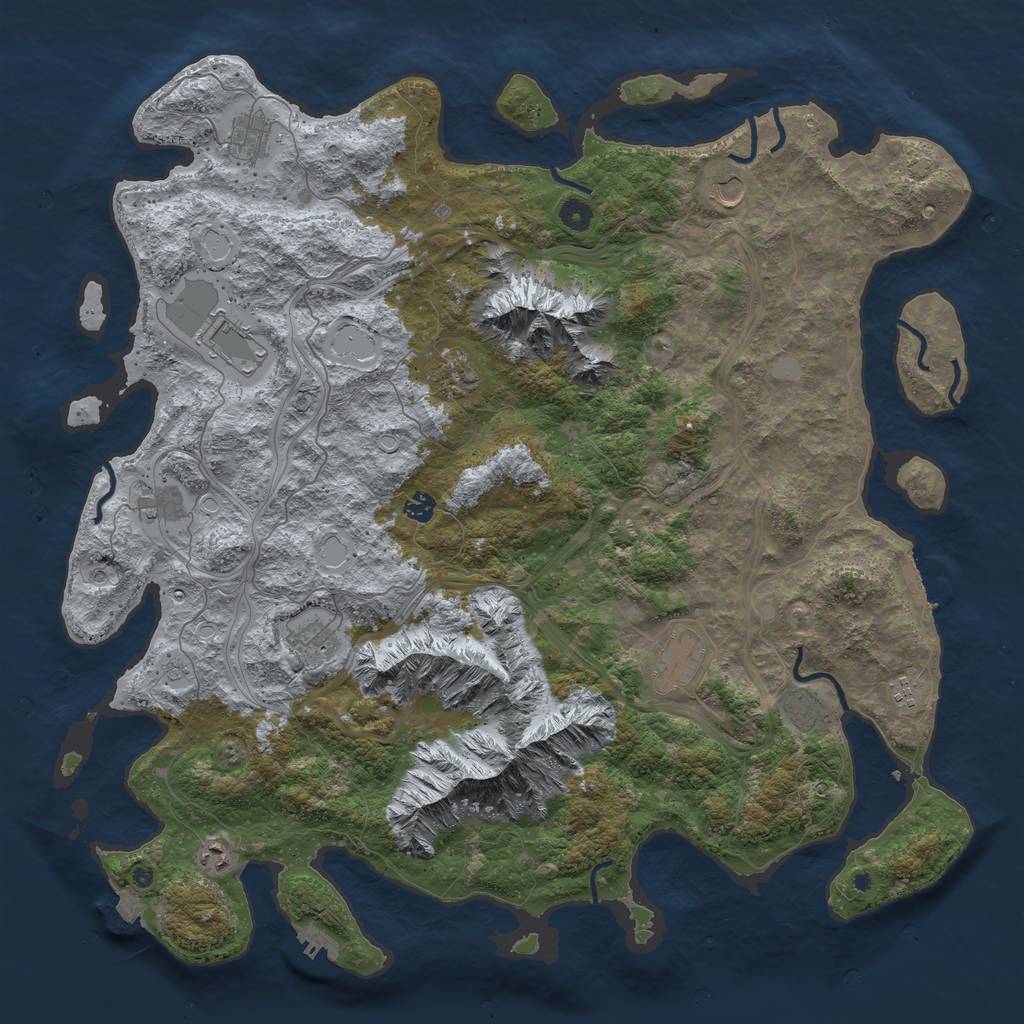 Rust Map: Procedural Map, Size: 5000, Seed: 654331, 19 Monuments