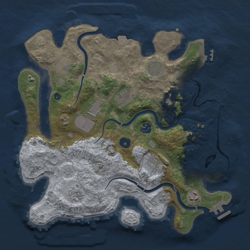 Rust Map: Procedural Map, Size: 3500, Seed: 2146779518, 15 Monuments