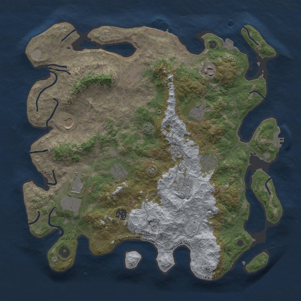 Rust Map: Procedural Map, Size: 4000, Seed: 1379963358, 18 Monuments