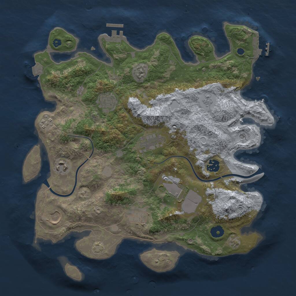Rust Map: Procedural Map, Size: 3500, Seed: 1606148355, 14 Monuments