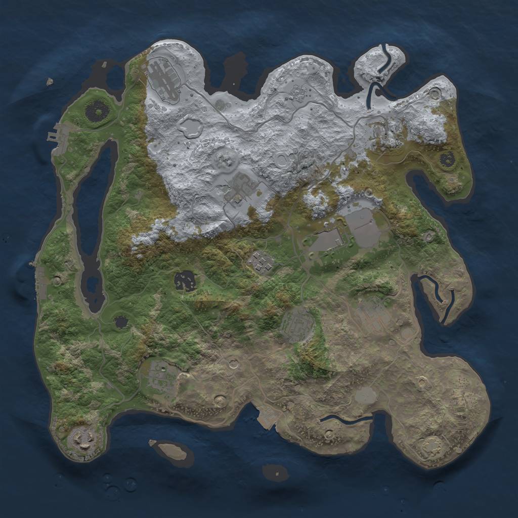 Rust Map: Procedural Map, Size: 3500, Seed: 1395358229, 18 Monuments