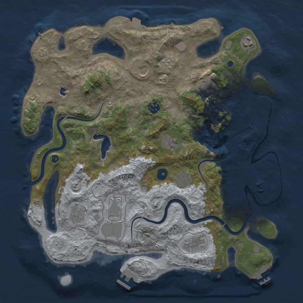 Rust Map: Procedural Map, Size: 4000, Seed: 151515, 16 Monuments