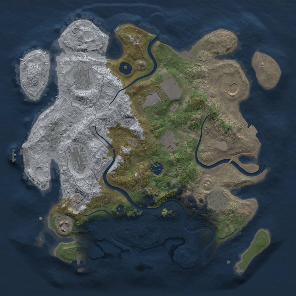 Rust Map: Procedural Map, Size: 3500, Seed: 57648568, 15 Monuments