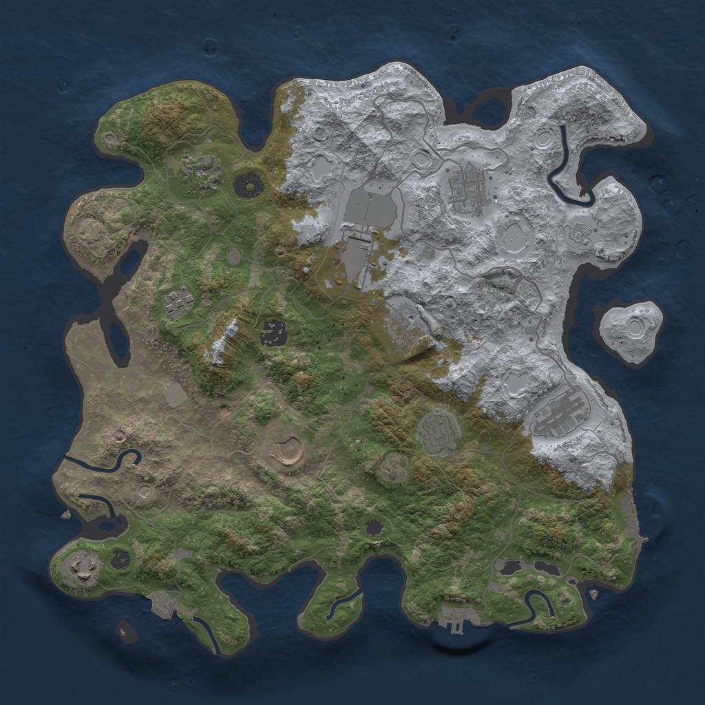 Rust Map: Procedural Map, Size: 3700, Seed: 56853426, 18 Monuments