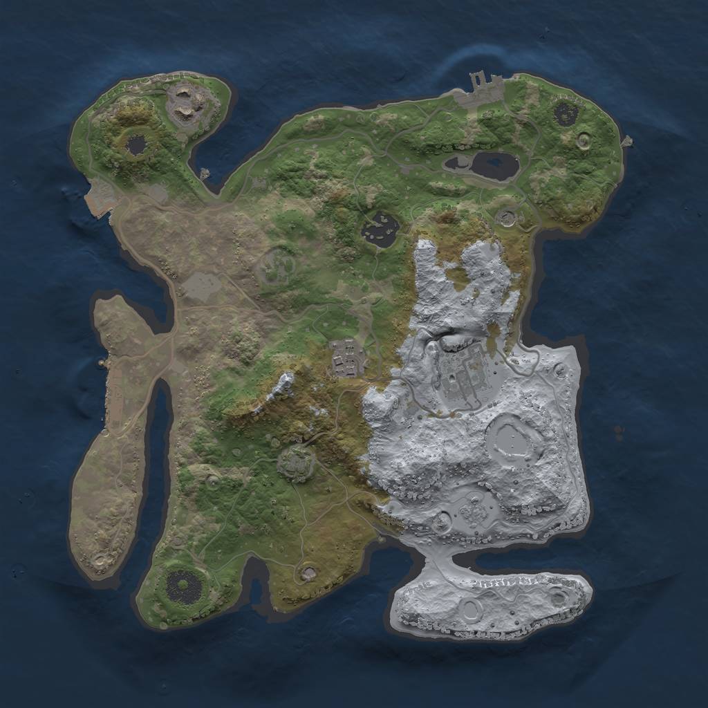 Rust Map: Procedural Map, Size: 3000, Seed: 1623421, 12 Monuments