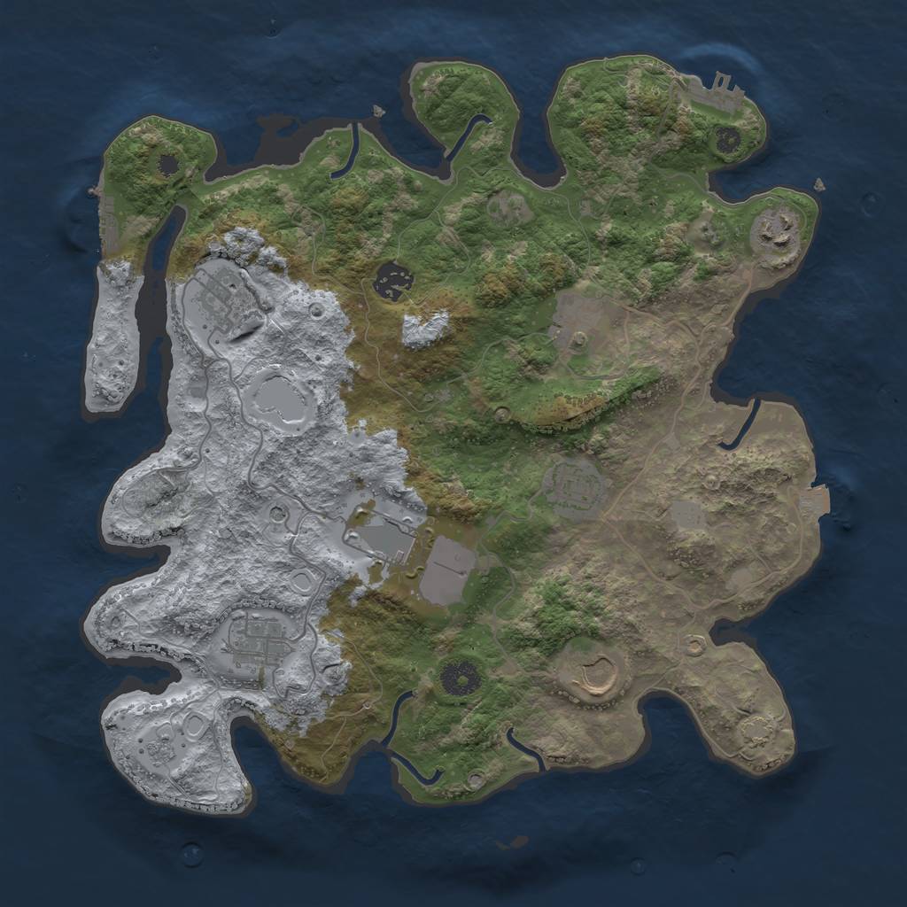Rust Map: Procedural Map, Size: 3600, Seed: 11757383, 16 Monuments