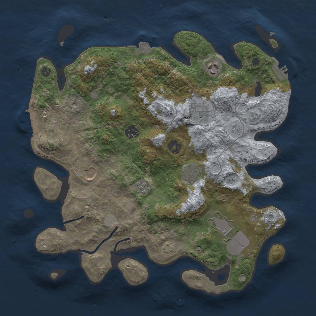 Rust Map: Procedural Map, Size: 3500, Seed: 63528, 15 Monuments