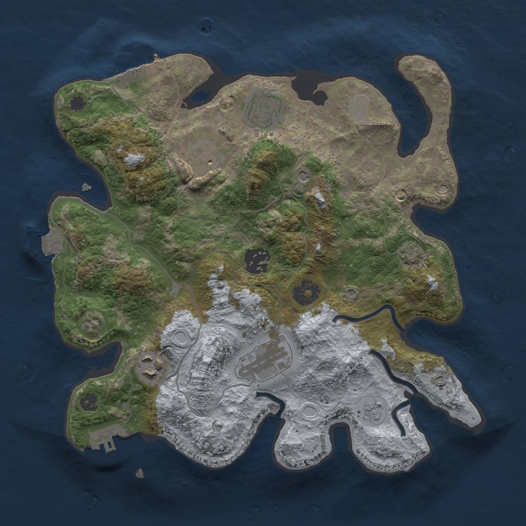 Rust Map: Procedural Map, Size: 3000, Seed: 86469, 13 Monuments