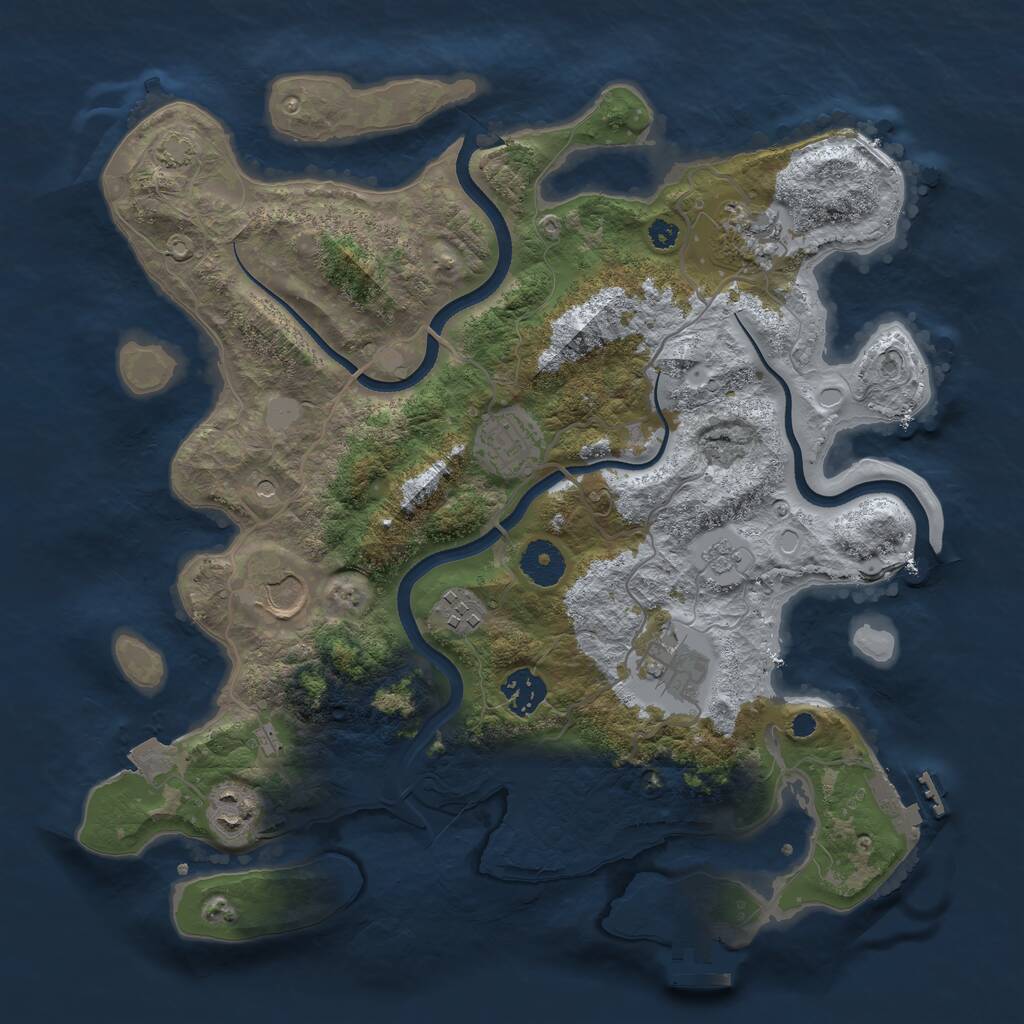 Rust Map: Procedural Map, Size: 3500, Seed: 905666, 13 Monuments